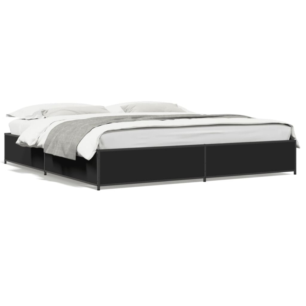 Vidaxl (Black, 160 X 200 Cm/ 29 Cm) Bed Frame Bed Black 180X200 Cm Super King Engineered Wood And Metal
