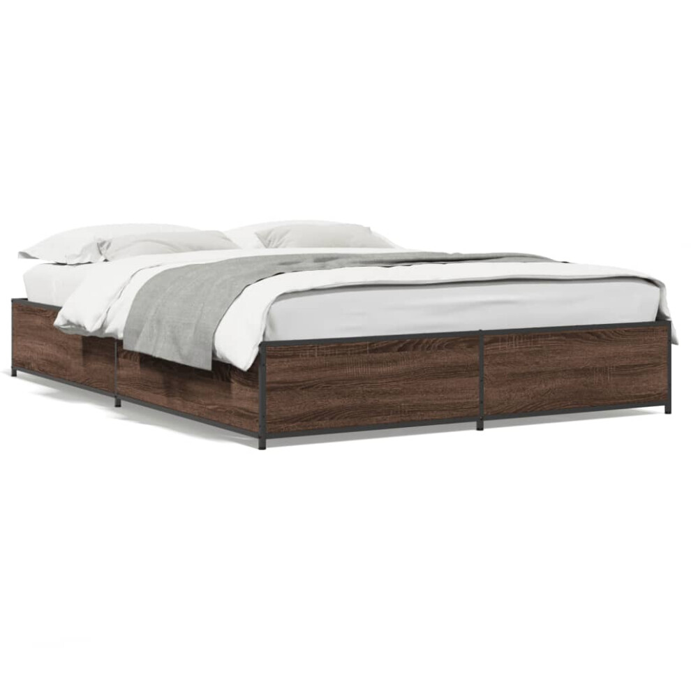 (brown oak, 120 x 200 cm/ 29 cm) vidaXL Bed Frame Bed Black 180x200 cm Super King Engineered Wood and Metal