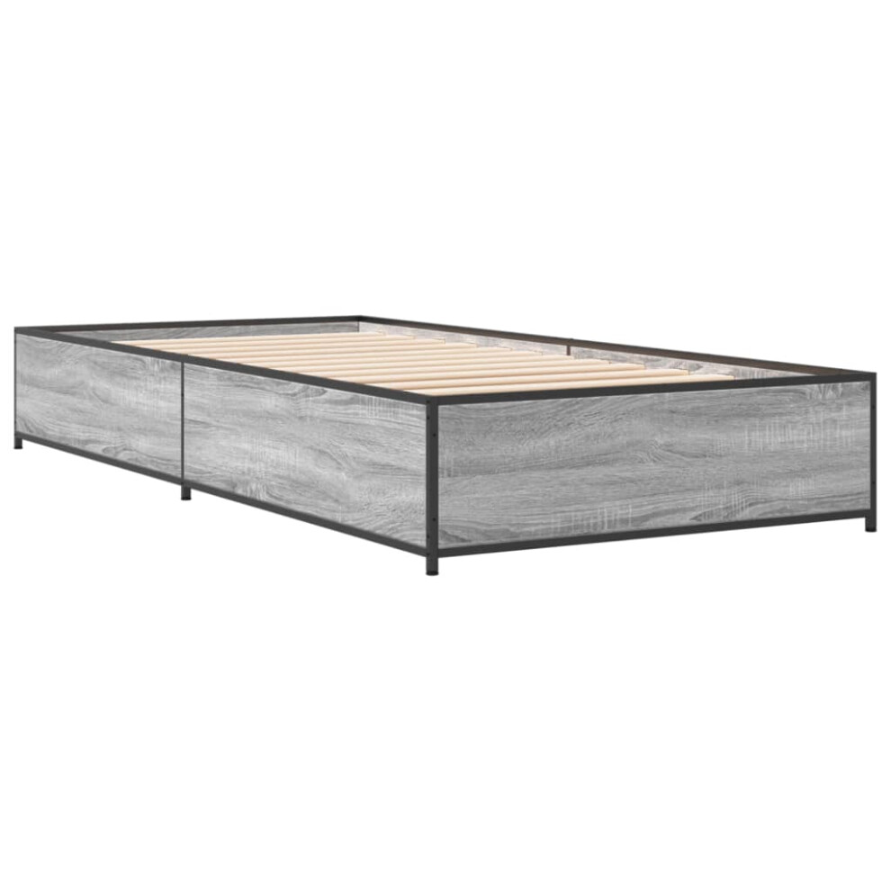 Vidaxl (Grey Sonoma, 100 X 200 Cm/ 29 Cm) Bed Frame Bed Black 180X200 Cm Super King Engineered Wood And Metal