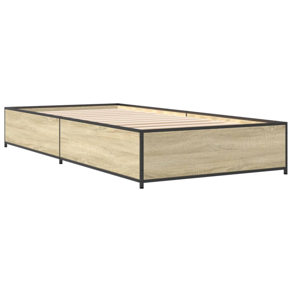 (sonoma oak, 100 x 200 cm/ 29 cm) vidaXL Bed Frame Bed Black 180x200 cm Super King Engineered Wood and Metal