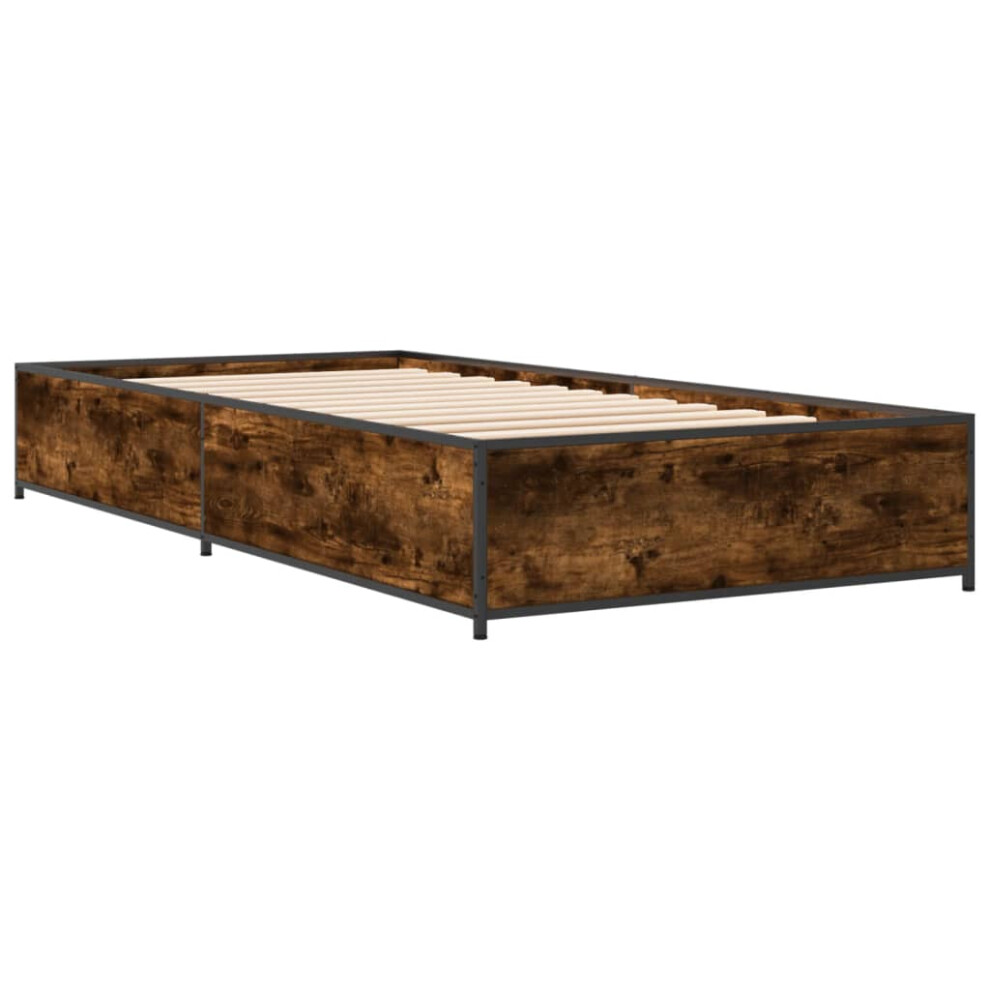 (smoked oak, 75 x 190 cm/ 29 cm) vidaXL Bed Frame Bed Black 180x200 cm Super King Engineered Wood and Metal