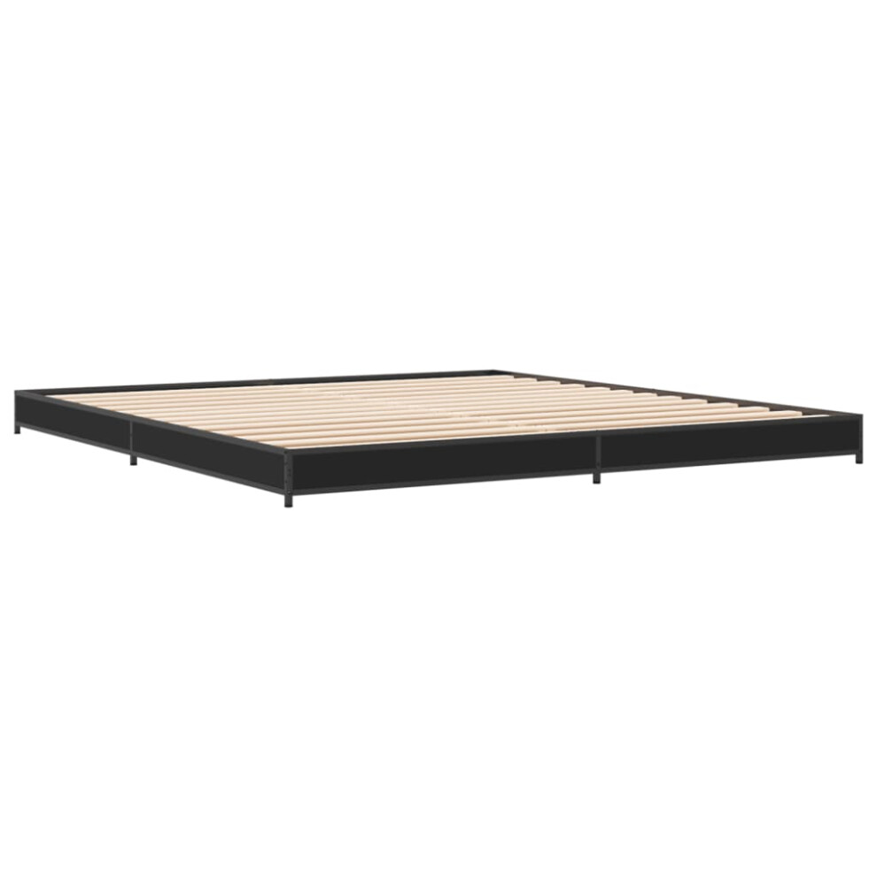 (black, 200 x 200 cm/ 14.5 cm) vidaXL Bed Frame Bed Black 180x200 cm Super King Engineered Wood and Metal