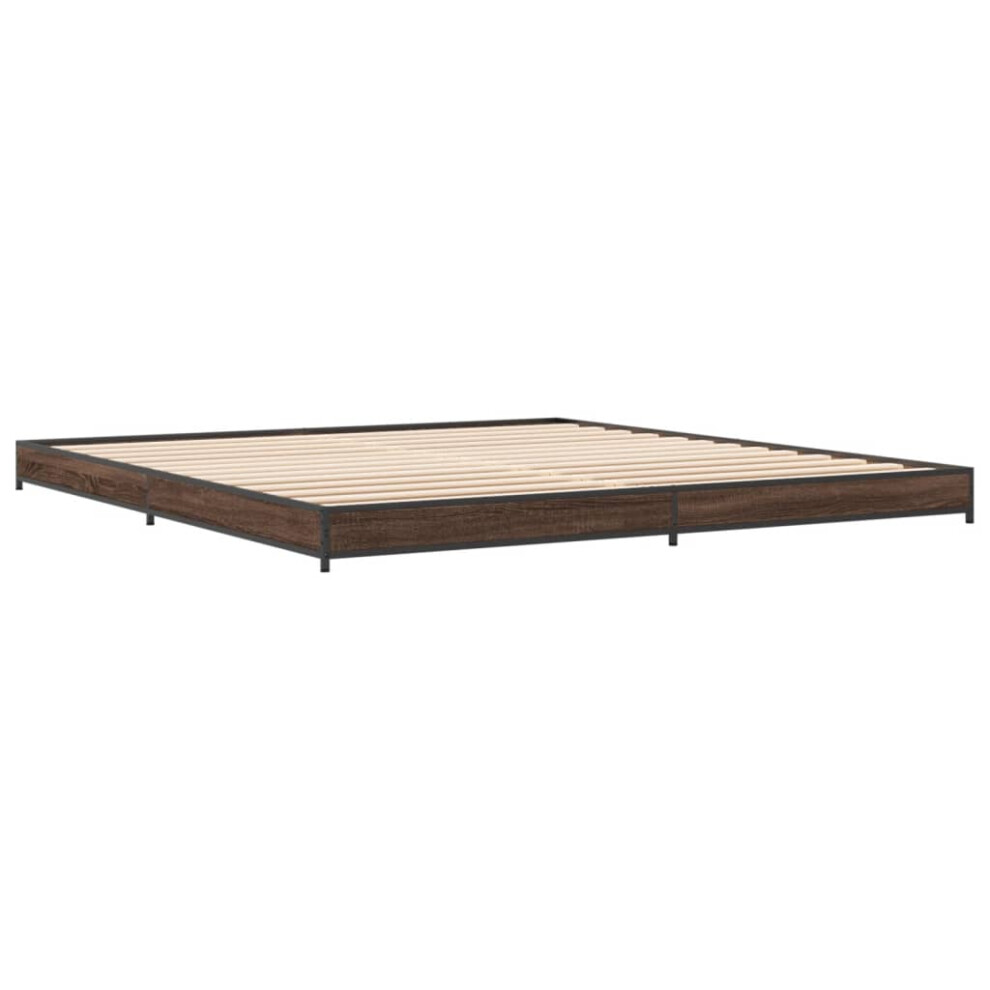 (brown oak, 200 x 200 cm/ 14.5 cm) vidaXL Bed Frame Bed Black 180x200 cm Super King Engineered Wood and Metal