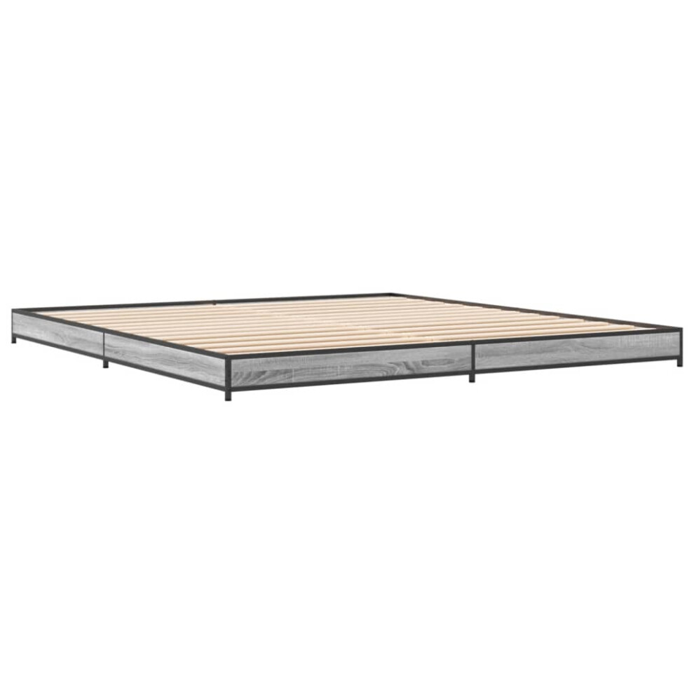 (grey sonoma, 200 x 200 cm/ 14.5 cm) vidaXL Bed Frame Bed Black 180x200 cm Super King Engineered Wood and Metal