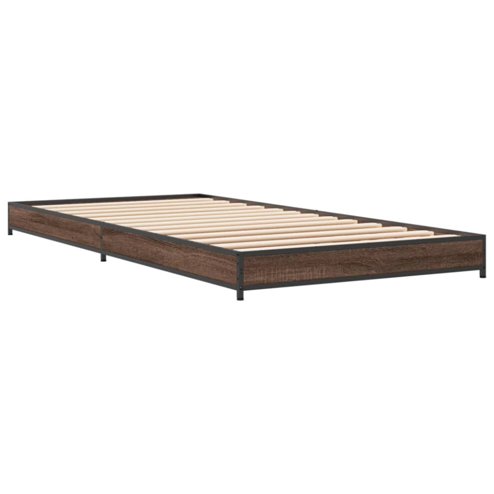 (brown oak, 90 x 190 cm/ 14.5 cm) vidaXL Bed Frame Bed Black 180x200 cm Super King Engineered Wood and Metal