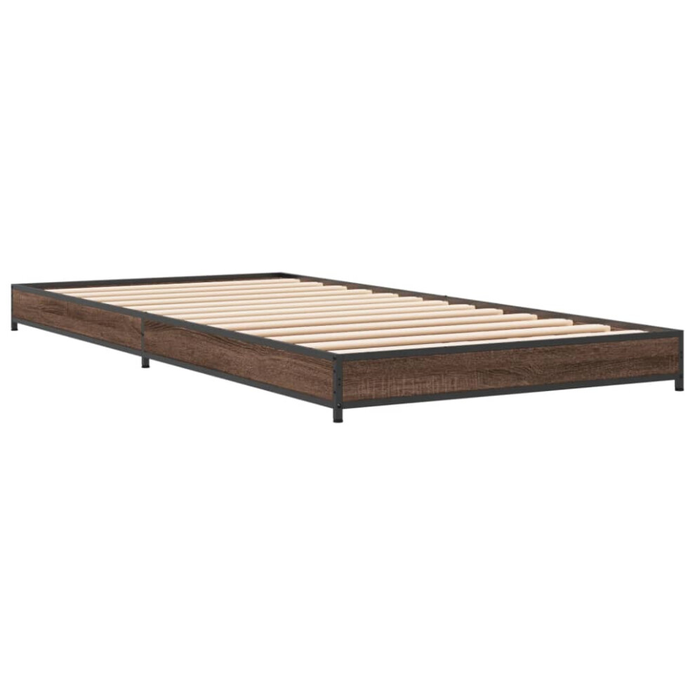 (brown oak, 90 x 200 cm/ 14.5 cm) vidaXL Bed Frame Bed Black 180x200 cm Super King Engineered Wood and Metal