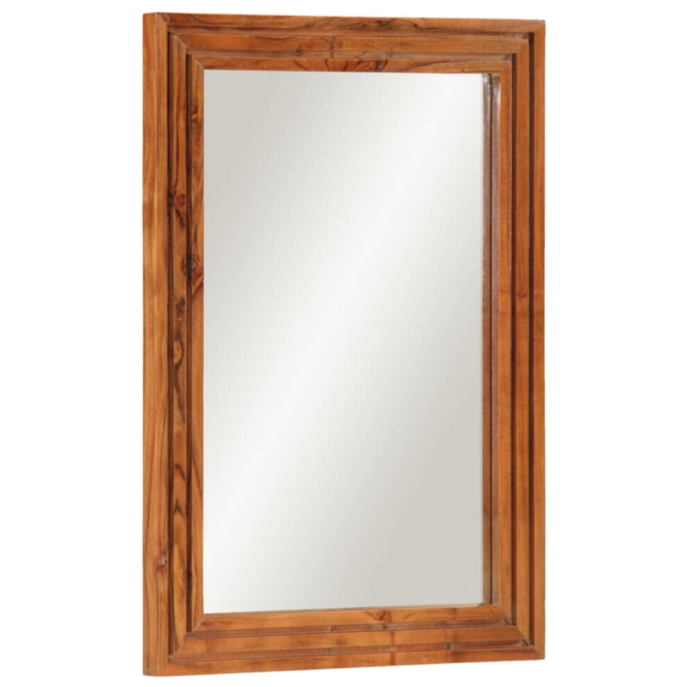 (light brown, solid acacia wood) vidaXL Bathroom Mirror Decor Wall Mounted Mirror Hanging Mirror Solid Wood