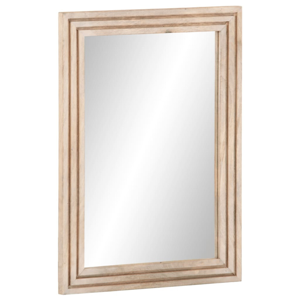 (light brown, solid mango wood) vidaXL Bathroom Mirror Decor Wall Mounted Mirror Hanging Mirror Solid Wood