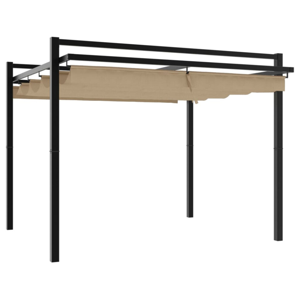 Vidaxl (Taupe) Garden Gazebo With Retractable Roof Party Tent Patio Canopy Aluminium