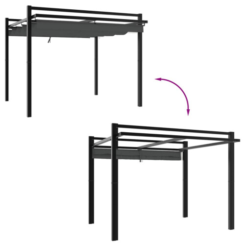 VidaXL vidaXL Gartenpavillon mit Ausziehbarem Dach Anthrazit 3x3 m Aluminium 2