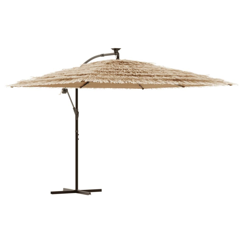 (290 x 290 x 238 cm) vidaXL Garden Parasol with LEDs and Steel Pole Patio Outdoor Umbrella Brown