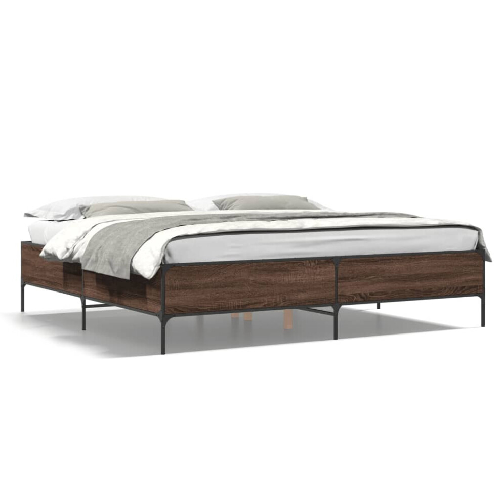 (brown oak, 180 x 200 cm/ 44 cm) vidaXL Bed Frame Home Bed Base Mattress Foundation Engineered Wood and Metal