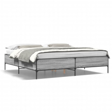 (grey sonoma, 180 x 200 cm/ 44 cm) vidaXL Bed Frame Home Bed Base Mattress Foundation Engineered Wood and Metal