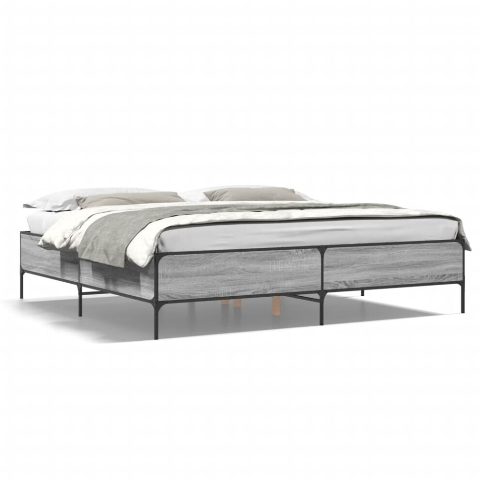 Vidaxl (Grey Sonoma, 180 X 200 Cm/ 44 Cm) Bed Frame Home Bed Base Mattress Foundation Engineered Wood And Metal