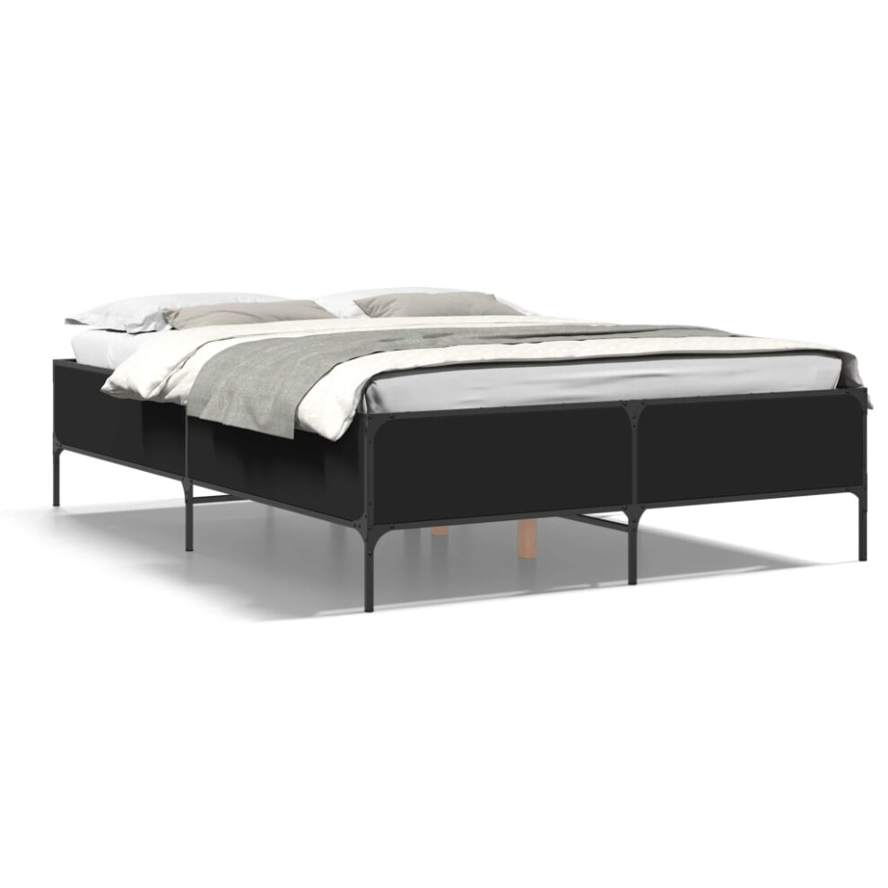 (black, 150 x 200 cm/ 44 cm) vidaXL Bed Frame Home Bed Base Mattress Foundation Engineered Wood and Metal