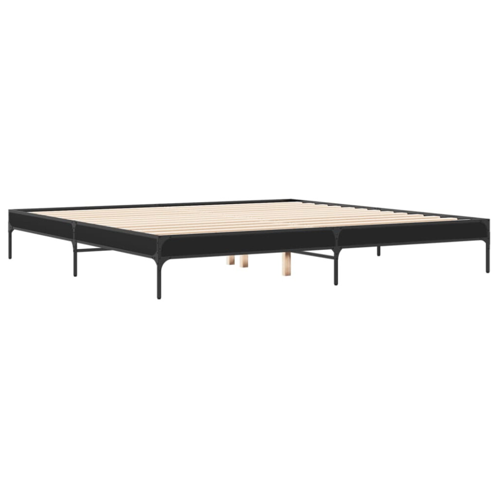 (black, 200 x 200 cm/ 30 cm) vidaXL Bed Frame Home Bed Base Mattress Foundation Engineered Wood and Metal