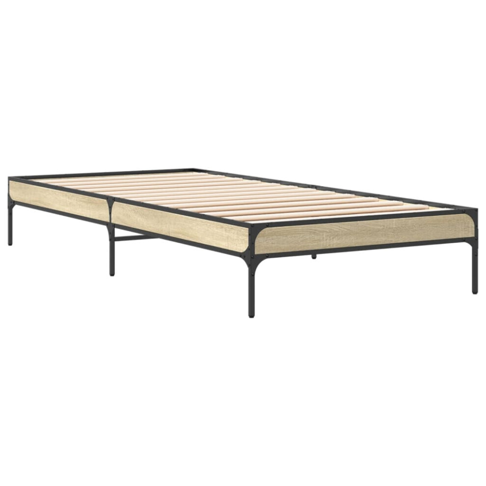 (sonoma oak, 75 x 190 cm/ 30 cm) vidaXL Bed Frame Home Bed Base Mattress Foundation Engineered Wood and Metal