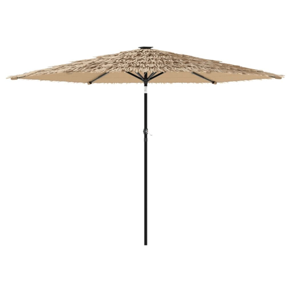 (288 x 288 x 225 cm) vidaXL Garden Parasol with LEDs and Steel Outdoor Umbrella Parasol Pole Brown