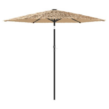 (268 x 268 x 226 cm) vidaXL Garden Parasol with LEDs and Steel Outdoor Umbrella Parasol Pole Brown