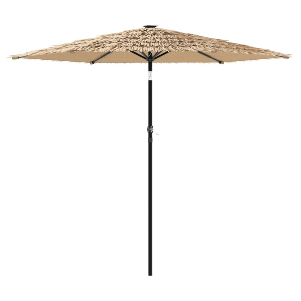 (268 x 268 x 226 cm) vidaXL Garden Parasol with LEDs and Steel Outdoor Umbrella Parasol Pole Brown