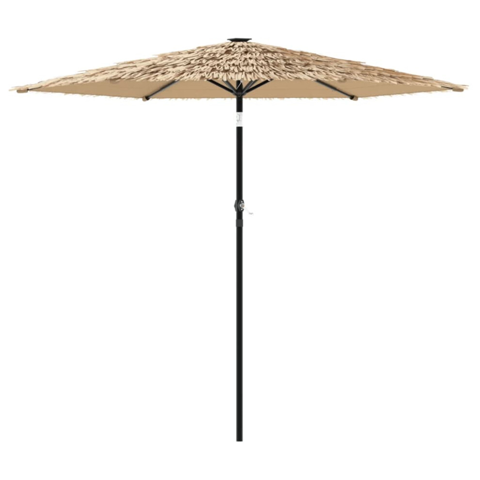 (223 x 223 x 231 cm) vidaXL Garden Parasol with LEDs and Steel Outdoor Umbrella Parasol Pole Brown