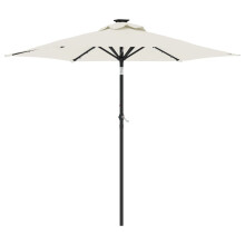(white) vidaXL Garden Parasol with LEDs and Steel Pole Sun Shade Outdoor Umbrella