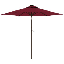 (bordeaux red) vidaXL Garden Parasol with LEDs and Steel Pole Sun Shade Outdoor Umbrella