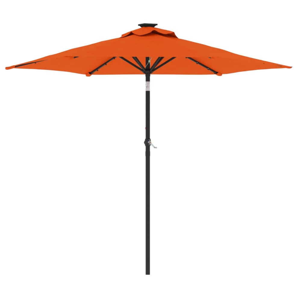 Vidaxl (Terracotta) Garden Parasol With Leds And Steel Pole Sun Shade Outdoor Umbrella