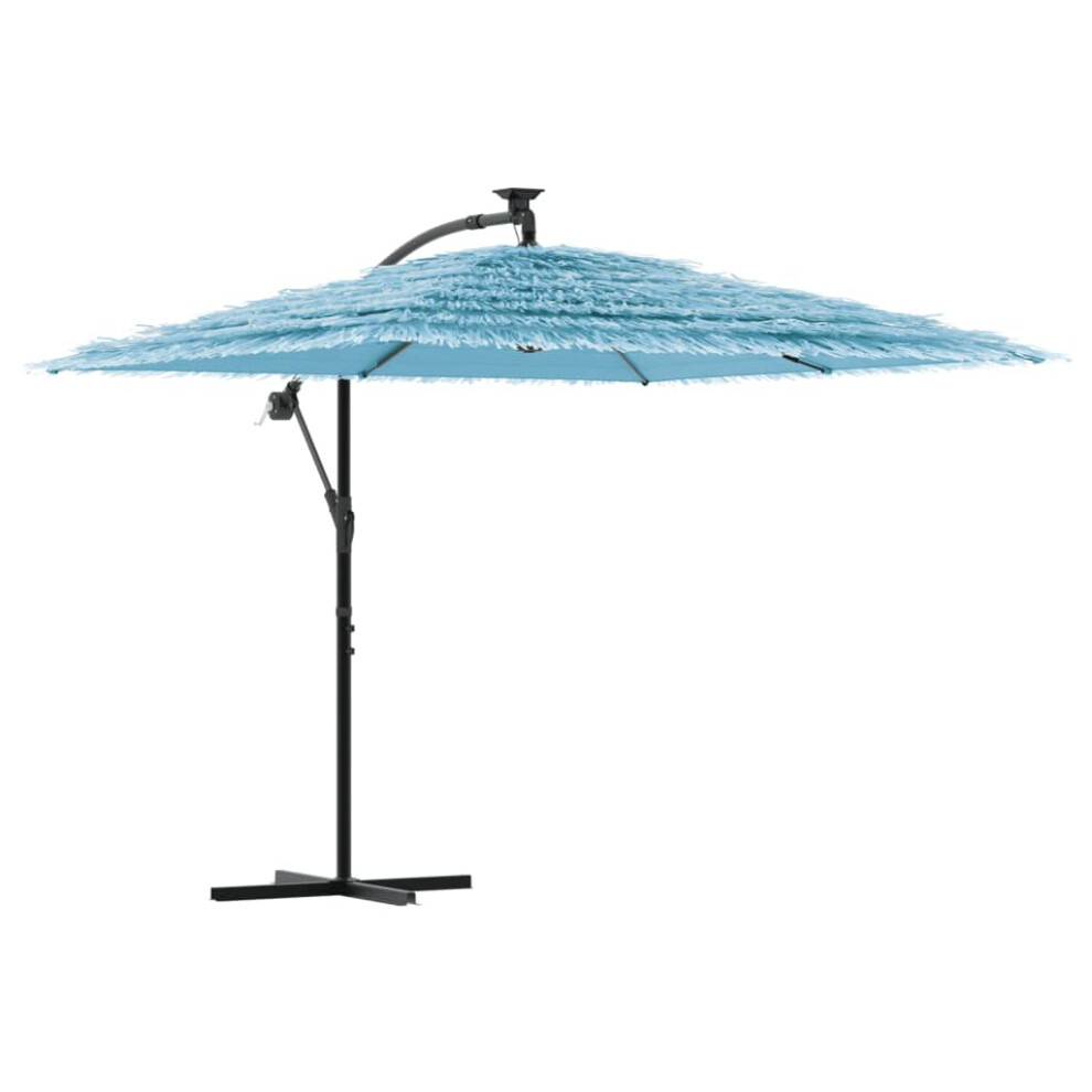Vidaxl (, 246 X 246 X 230 Cm) Garden Parasol With Steel Pole Outdoor Umbrella Patio Sun Parasol Blue/White