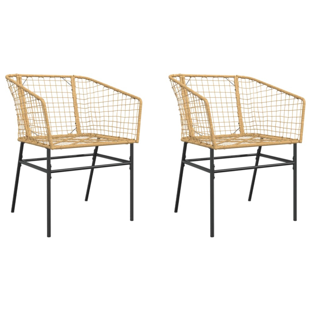 Vidaxl (Brown) Garden Chairs Outdoor Chair Patio Dining Chair 2 Pcs Brown Poly Rattan