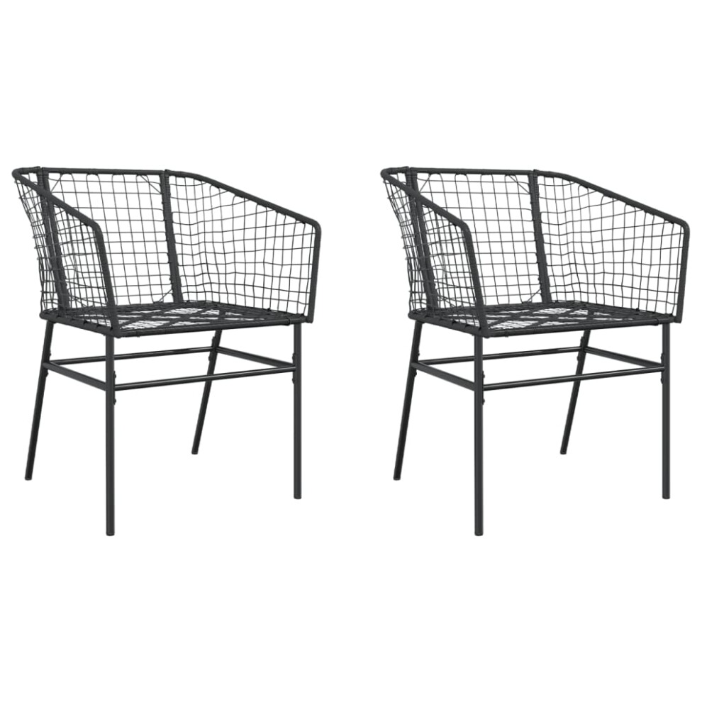 Vidaxl (Black) Garden Chairs Outdoor Chair Patio Dining Chair 2 Pcs Brown Poly Rattan