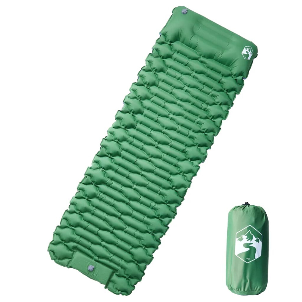 (green) vidaXL Self Inflating Camping Mattress and Integrated Pillow Sleeping Mat