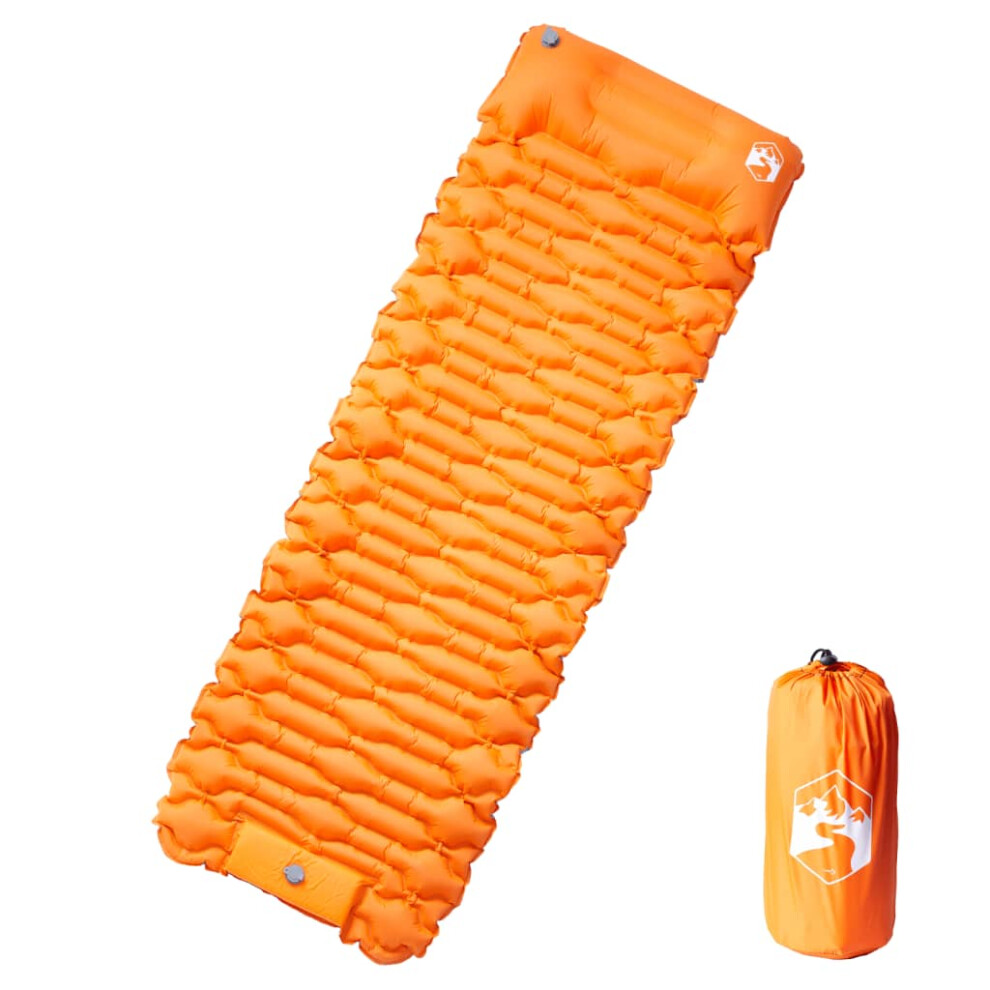 (orange) vidaXL Self Inflating Camping Mattress and Integrated Pillow Sleeping Mat