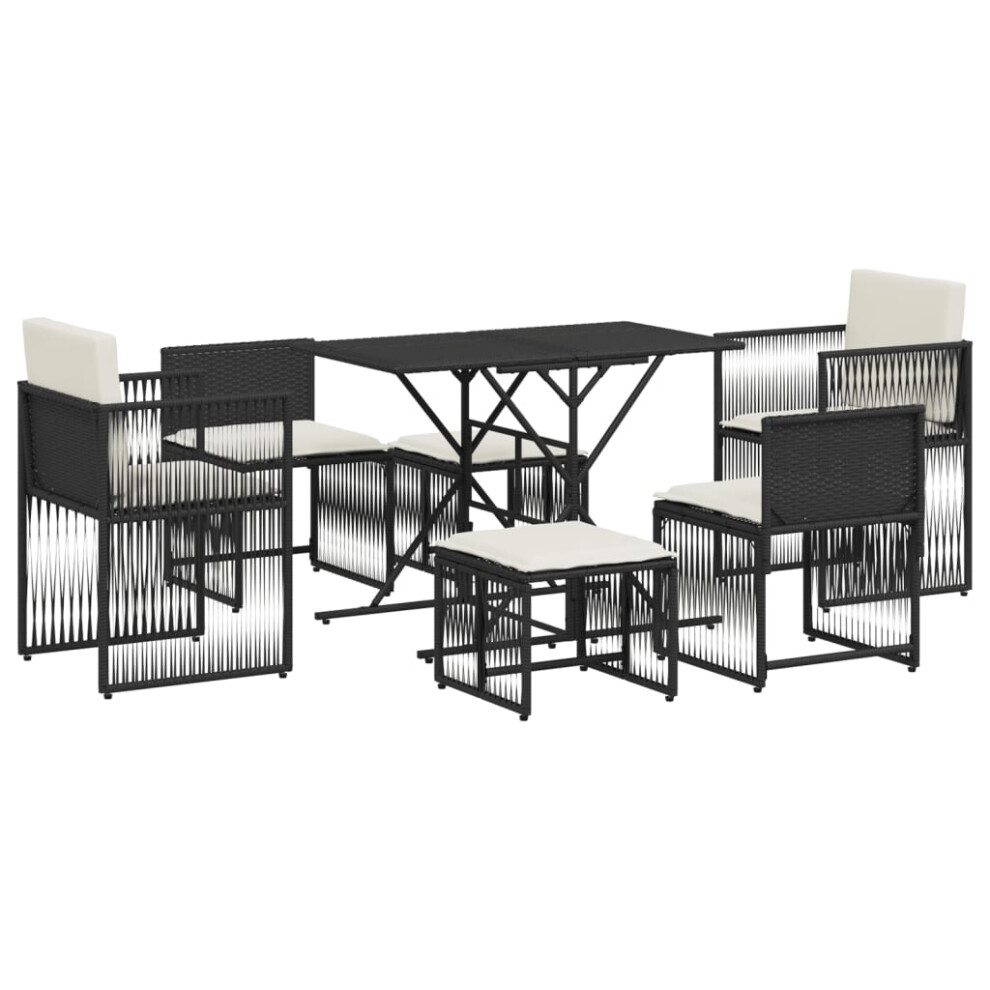 (black) vidaXL Garden Dining Set 7 Piece With Cushions Table And Chair Poly Rattan