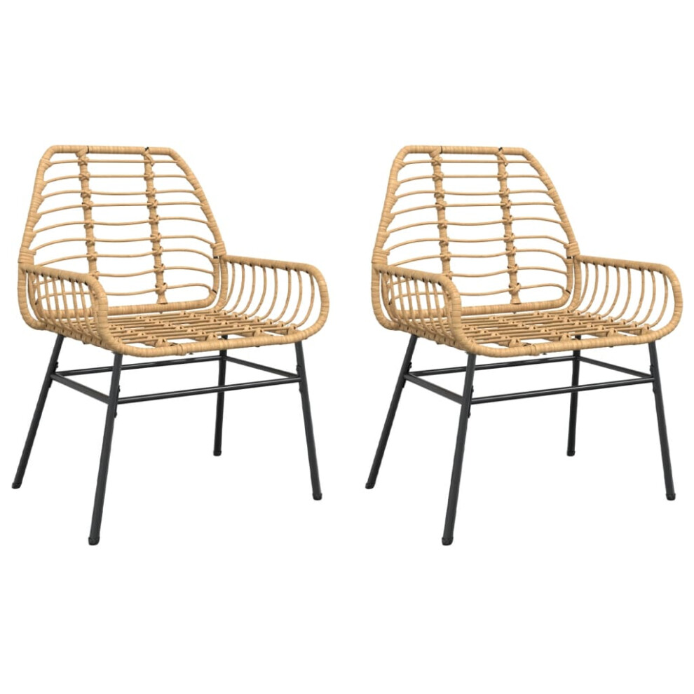 (brown) vidaXL Garden Chairs Outdoor Chair Patio Dining Chair Seat 2 pcs Poly Rattan