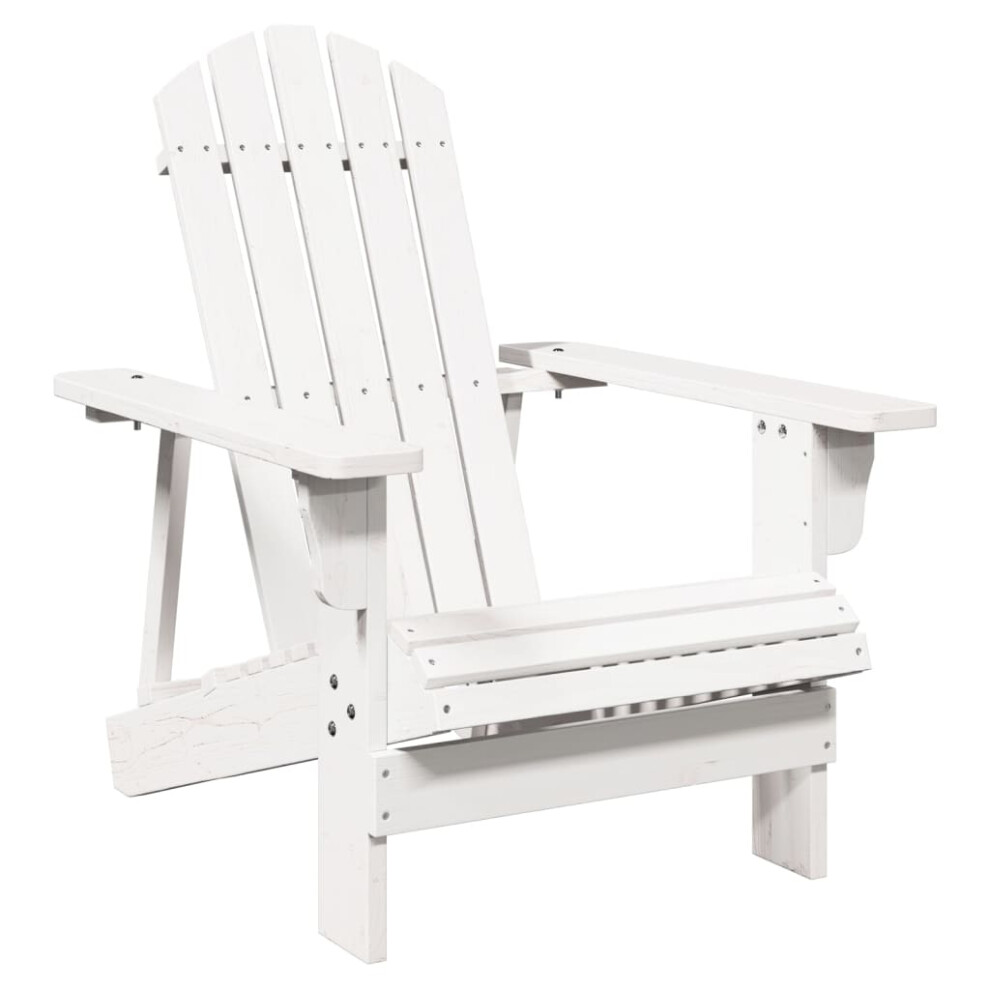 (white) vidaXL Adirondack Chair Outdoor Chair Patio Garden Chair Seat Solid Wood Fir