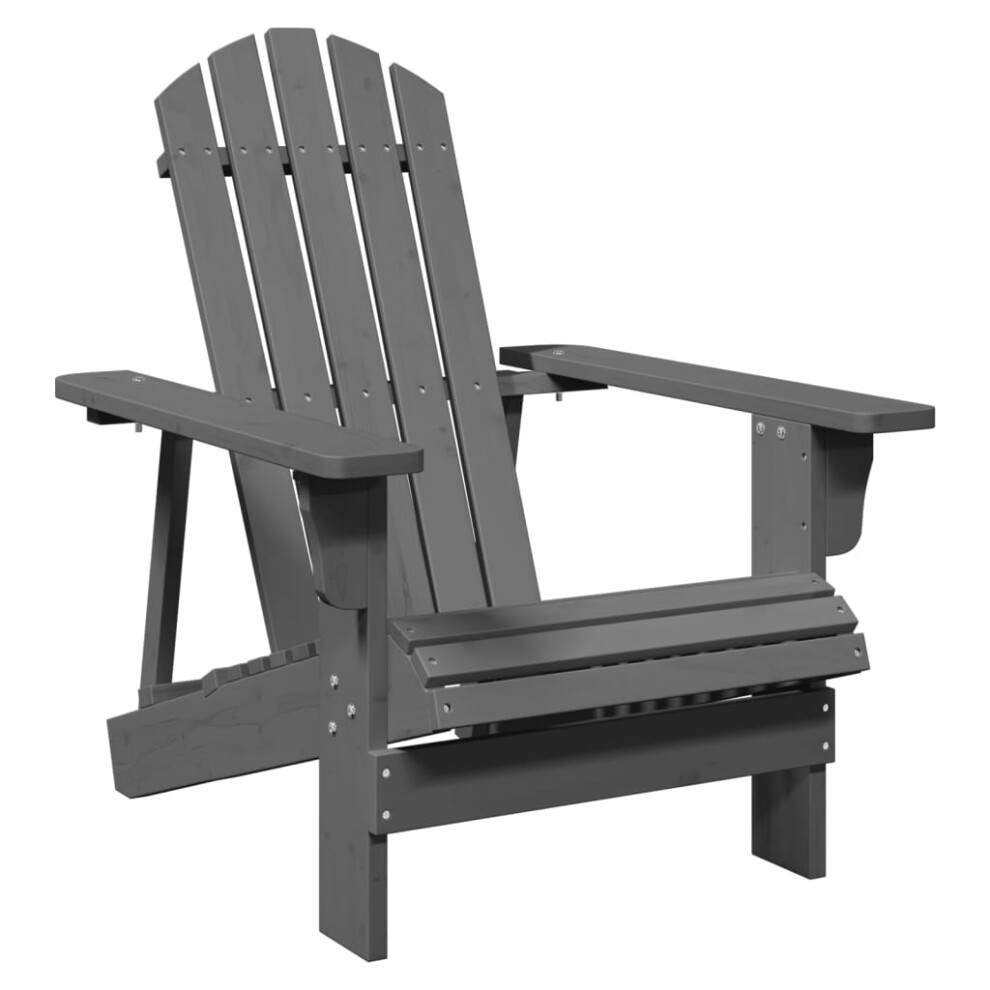 (grey) vidaXL Adirondack Chair Outdoor Chair Patio Garden Chair Seat Solid Wood Fir