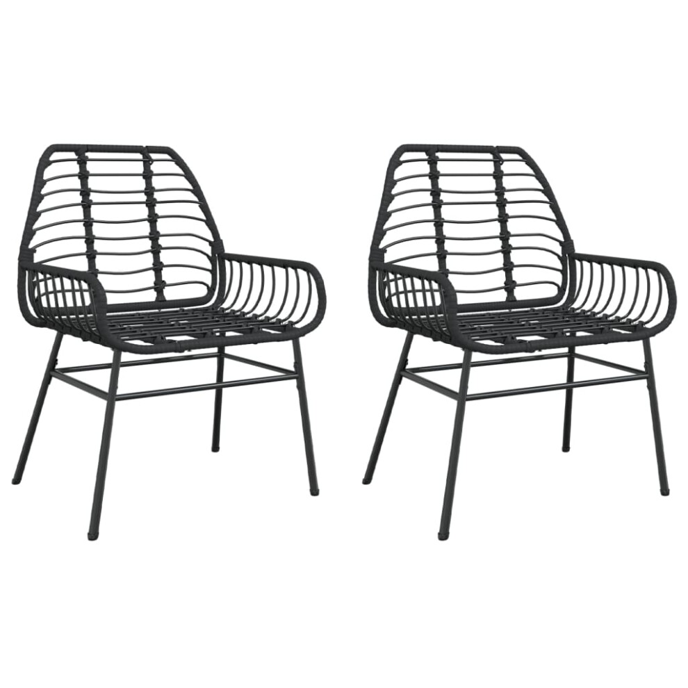 (black) vidaXL Garden Chairs Outdoor Chair Patio Dining Chair Seat 2 pcs Poly Rattan