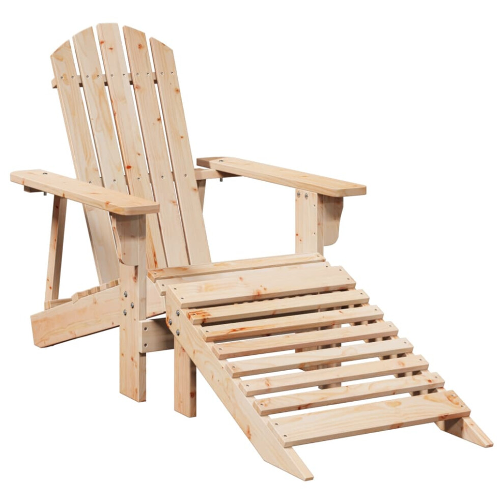 (natural) vidaXL Adirondack Chair with Ottoman Outdoor Chair Garden Chair Solid Wood Fir