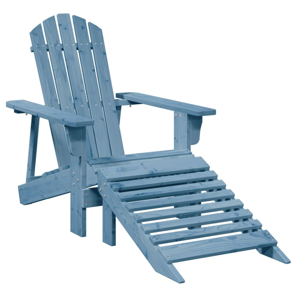 (blue) vidaXL Adirondack Chair with Ottoman Outdoor Chair Garden Chair Solid Wood Fir