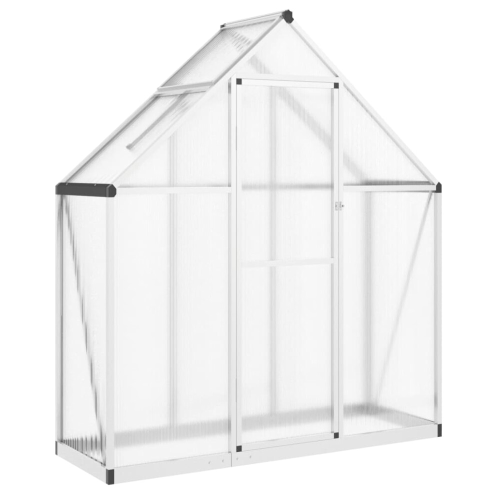 (silver, 169 x 58 x 195 cm) vidaXL Greenhouse with Base Frame Garden Walk in Plant Grow House Aluminium