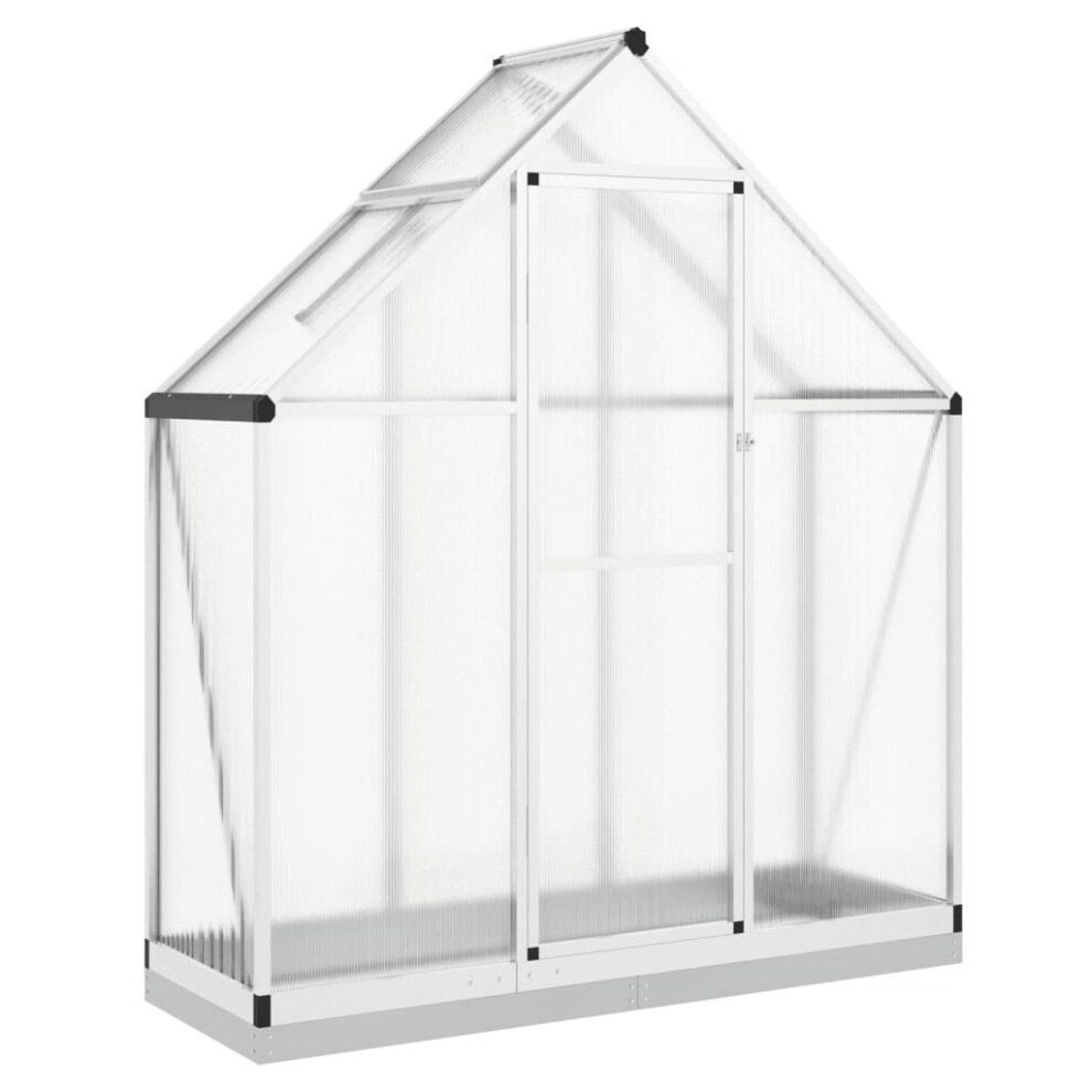 (silver, 169 x 58 x 202 cm) vidaXL Greenhouse with Base Frame Garden Walk in Plant Grow House Aluminium