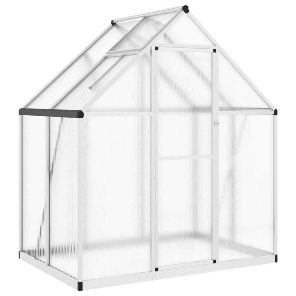 (silver, 169 X 114 X 195 cm) vidaXL Greenhouse With Base Frame Garden Walk In Plant Grow House Aluminium