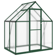 (green, 169 x 114 x 195 cm) vidaXL Greenhouse with Base Frame Garden Walk in Plant Grow House Aluminium