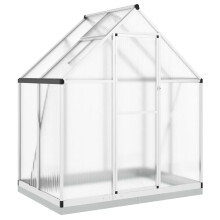 (silver, 169 x 114 x 202 cm) vidaXL Greenhouse with Base Frame Garden Walk in Plant Grow House Aluminium
