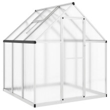 (silver, 169 x 169 x 195 cm) vidaXL Greenhouse with Base Frame Garden Walk in Plant Grow House Aluminium