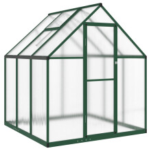 (green, 169 x 169 x 195 cm) vidaXL Greenhouse with Base Frame Garden Walk in Plant Grow House Aluminium