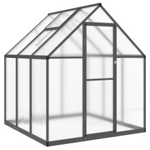 (anthracite, 169 x 169 x 195 cm) vidaXL Greenhouse with Base Frame Garden Walk in Plant Grow House Aluminium