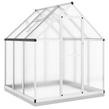(silver, 169 x 169 x 202 cm) vidaXL Greenhouse with Base Frame Garden Walk in Plant Grow House Aluminium