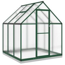 (green, 169 x 169 x 202 cm) vidaXL Greenhouse with Base Frame Garden Walk in Plant Grow House Aluminium